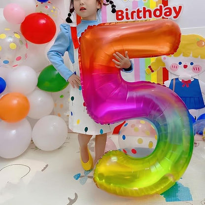 Rainbow Number 7 Balloon 40 Inch Rainbow 7 Balloon Giant Helium Foil Number 0 - Image 6