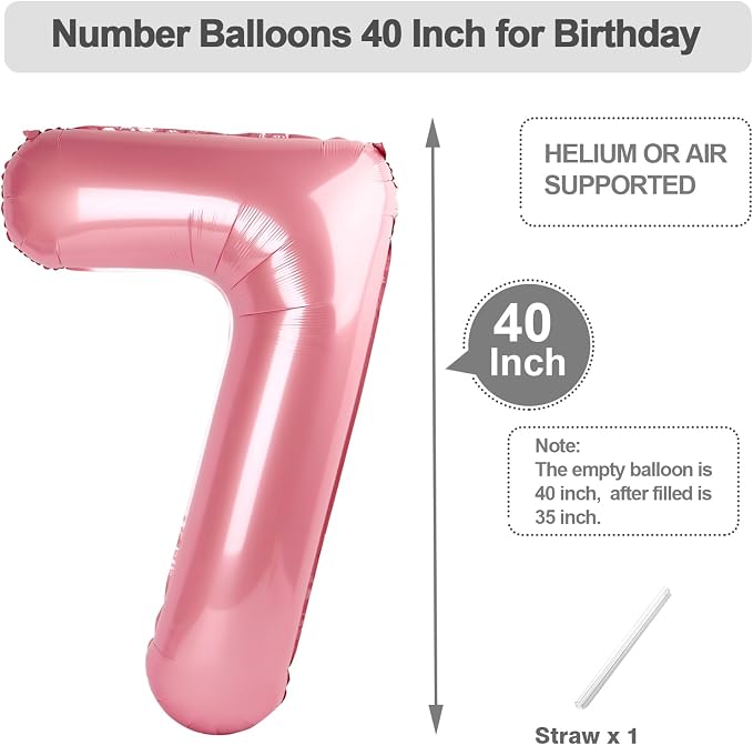 Number 6 Balloon 40 Inch Pearl Pink Balloon - Image 5