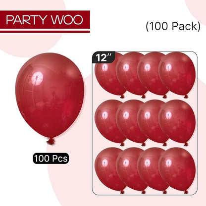 PartyWoo Burgundy Balloons 100pcs Dark Chestnut Red Maroon Color | 12 Inch - Image 8
