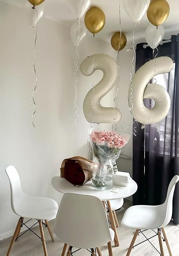 Number 27 Balloons 40 Inch for 27 72 Birthday Party Decoration, Cream White | - Image 3