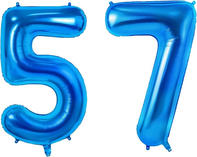 Number 57 Balloons for 57th Birthday Party Decorations, 0-100 Large No.57 by Joycard