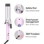 VODANA Professional GlamWave Ceramic Curling Iron, Long-Lasting Natural Curls, Instant Heat, Hair Curler, Curling Wand, Available in USA (1.4 inch, Lavender)