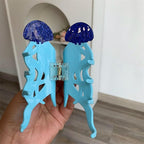Cute Blue Jellyfish Hair Clip,Funny Acetate Claw Clips for Women