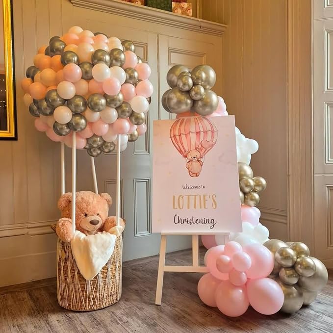 Pink White Silver Balloons Arch Kit - Image 9