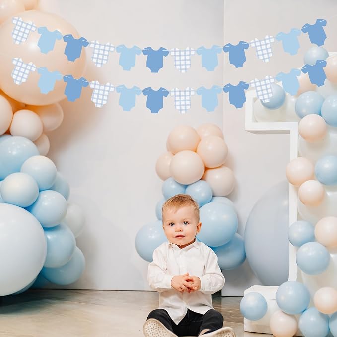 Weysat 2 Pcs Baby Clothes Banner Baby Boys Girls Shower Decorations Blue - Image 3