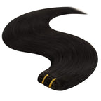 YoungSee Sew in Hair Extensions Real Human Hair Dark Brown Hair Extensions Sew in Darkest Brown Double Weft Human Hair Extensions Remy Hair 20Inch 100G