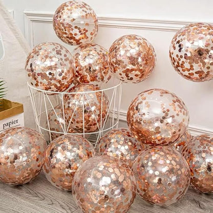 Bezente Rose Gold Confetti Latex Helium Balloons 60 Pack 12 inch | Rose Gold - Image 7
