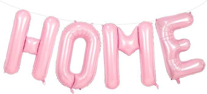 Pink HOME Balloons 40 Inch, Large HOME Letter Banner by Xinvery