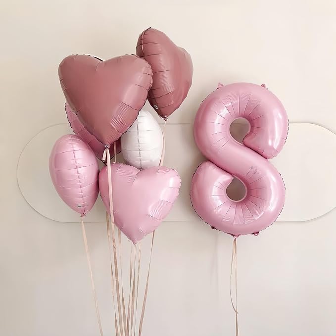 Pastel Pink 8 Balloons, Self Inflating Digit 8 Balloons - Image 8