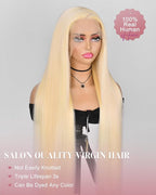 Alididi 613 Lace Front Wig Human Hair 13x4 Blonde Straight Hd Transparent Lace Frontal Wigs Human Hair Pre Plucked With Baby Hair 180% Density Blonde Glueless Wigs Human Hair 24 Inch