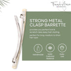 French Amie Long and Thin Large 4" Handmade Celluloid Hair Barrette Clip for Girls Automatic Strong Hold Hair Clips for Women No Slip Durable Paris Hair Accessories, Made in France (Cream Nougat)