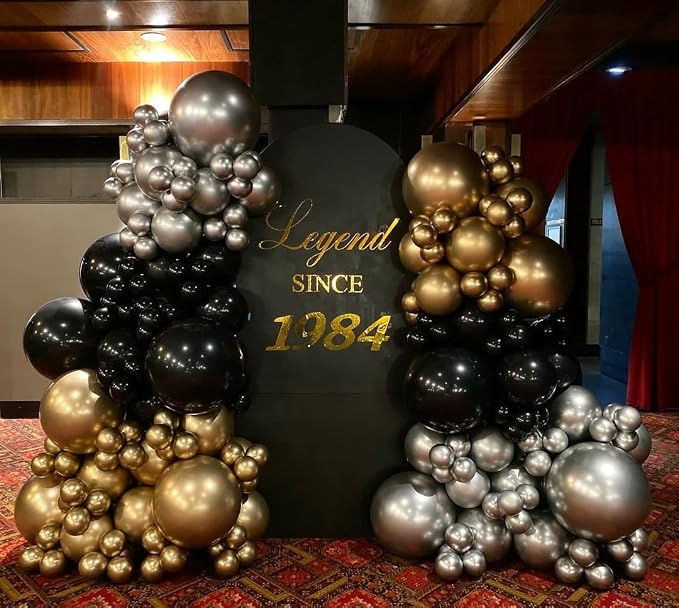 KBZVNAF Black Gold Silver Latex Balloons 60 Packs 12 Inch | Black Metallic - Image 5