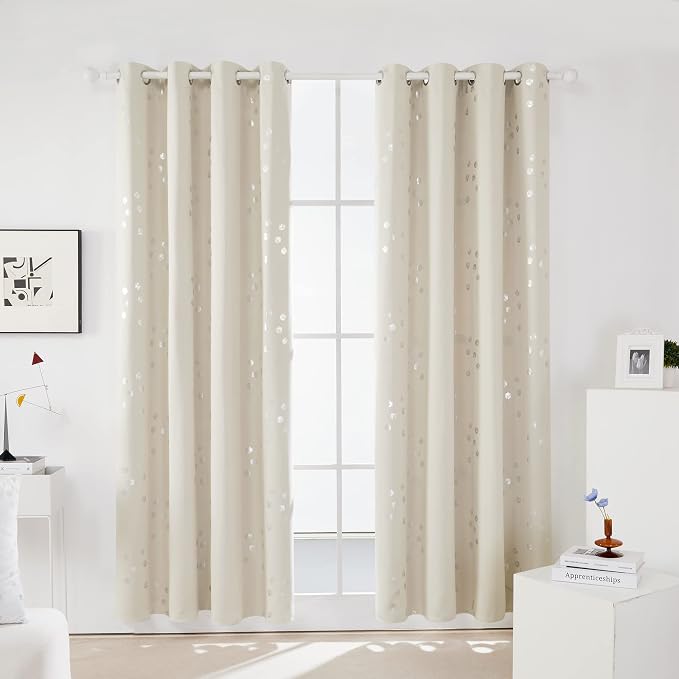 Deconovo Blackout Curtains, Light Beige Thermal Insulated Grommet Drapes - Image 2