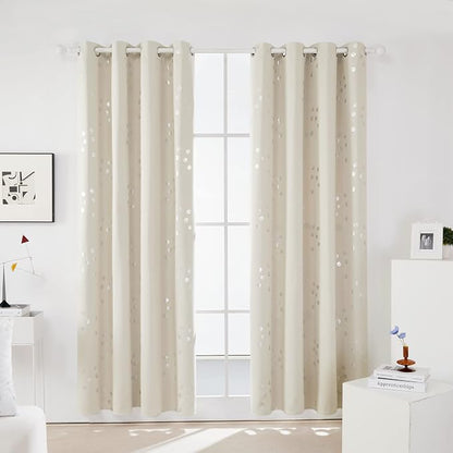 Deconovo Blackout Curtains, Light Beige Thermal Insulated Grommet Drapes - Image 2