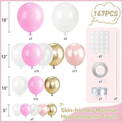 Pastel Pink White and Gold Balloons Garland Arch Kit - Image 2