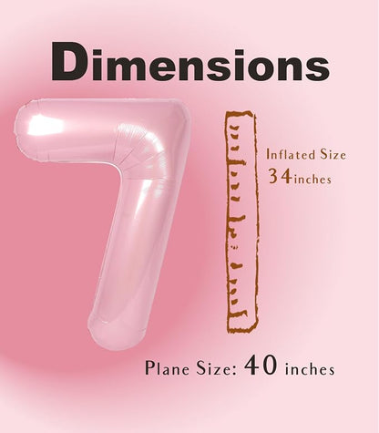 SUWEN 40 Inch Pink Large 7 Number Balloons Big Foil Helium Number Balloons 0-9 - Image 4