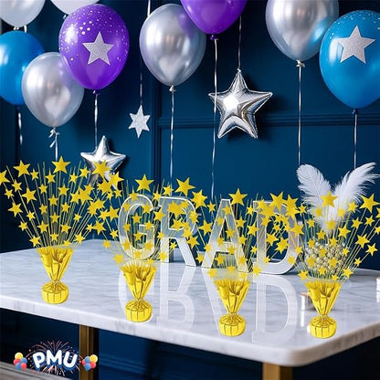 PMU 3 Pack Bursting Star Metallic Foil Spray Centerpiece- Gold Balloon Weights - Image 6