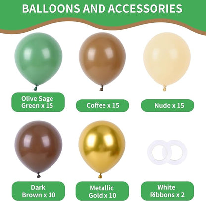 RUBFAC Sage Green and Brown Balloons - Image 2