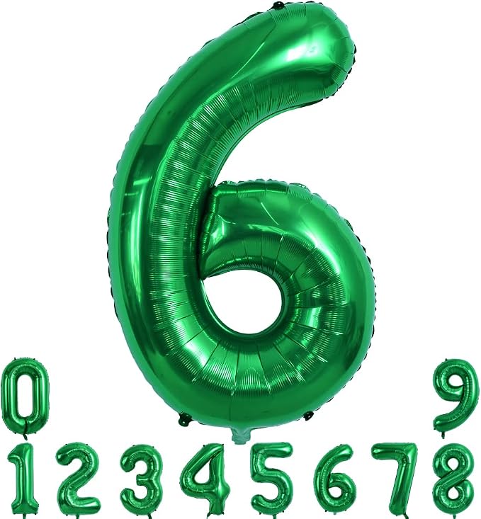 TONIFUL 40 Inch Dark Green Number 6 Balloons Large Foil 6th Birthday Decor | by TONIFUL