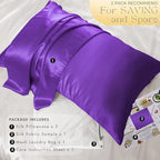 PROMEED 100% Mulberry Silk Pillowcase Set of 2, Both Sides Natural Silk Pillow Case 2 Pack Cooling Pillow Cases for Hot Sleepers, Hidden Zipper Closure (Queen 20"x30", Purple)