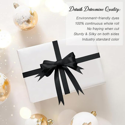 Black Ribbon for Gift Wrapping Halloween Satin Ribbon 3/8 Inch 25 Yards Eatser - Image 4