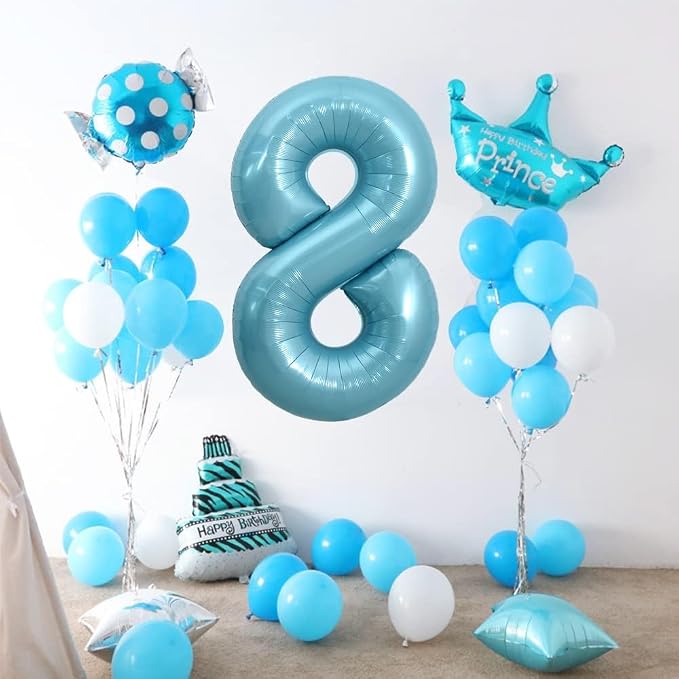 Pastel Blue Number 8 Balloon 40 Inch - Image 2