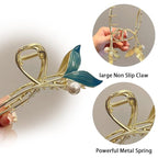 4Pcs Hair Clips for Women Large Non-Slip Strong Metal Hair Claw: Butterfly, Flower, Mermaid Sparkly Jaw Claws for Thick Hair