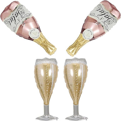 Aluminum Foil Champagne Balloons, Large 36Inch Pink Mylar Foil Helium Wine by Jobkoo