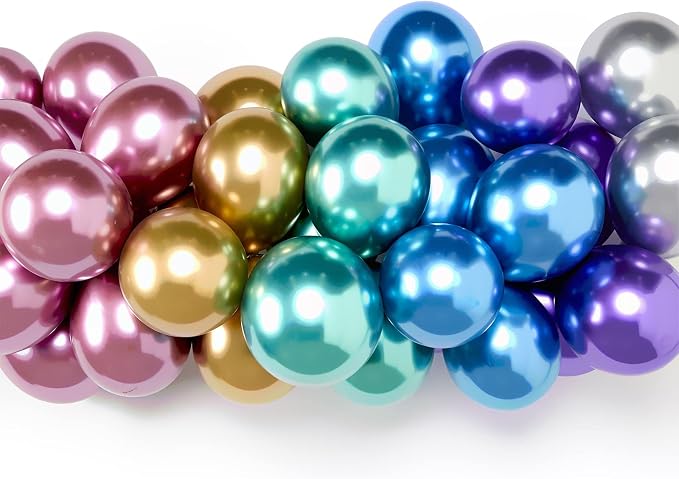 Voircoloria 105pcs Metallic Chrome Party Latex Balloons, 12inch | - Image 7