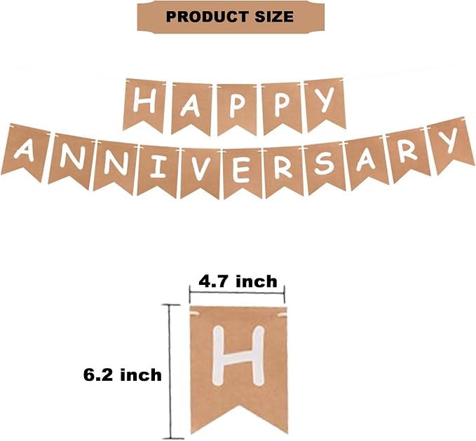 Happy Anniversary Banner Balloons Wedding Love Party and Background Indoor - Image 2