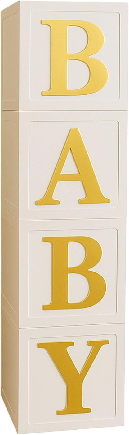 Baby Shower Balloon Boxes – 4 White Photo Prop Blocks - Image 7