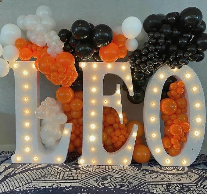 Black White Orange Balloon Arch Kit, 18 12 10 5 Inch Different Size Balloons - Image 3