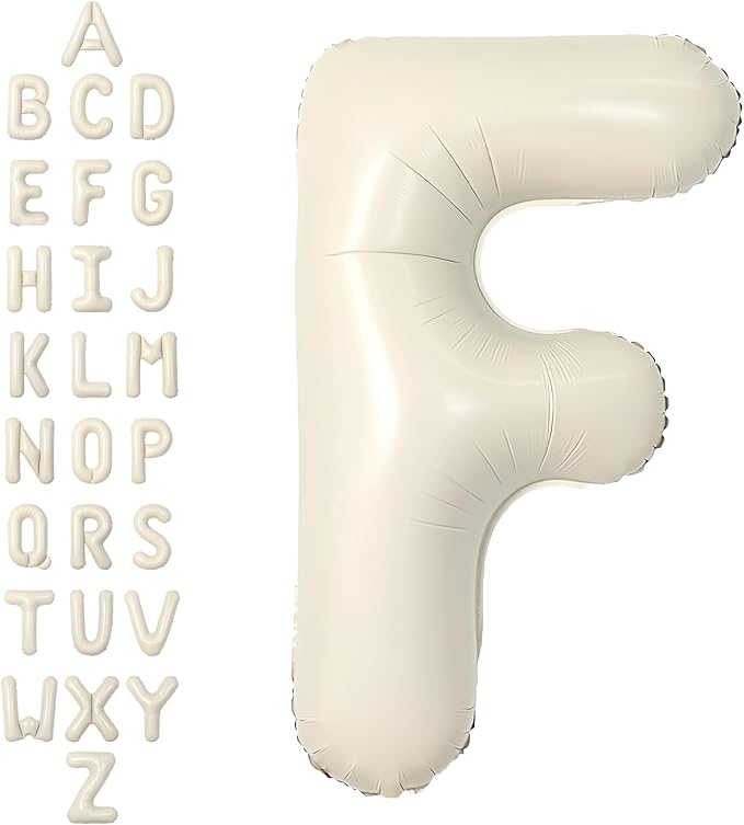 SUWEN 40 Inch Cream Large F Letter Balloons Big Foil Helium A-Z | Jumbo Mylar by SUWEN
