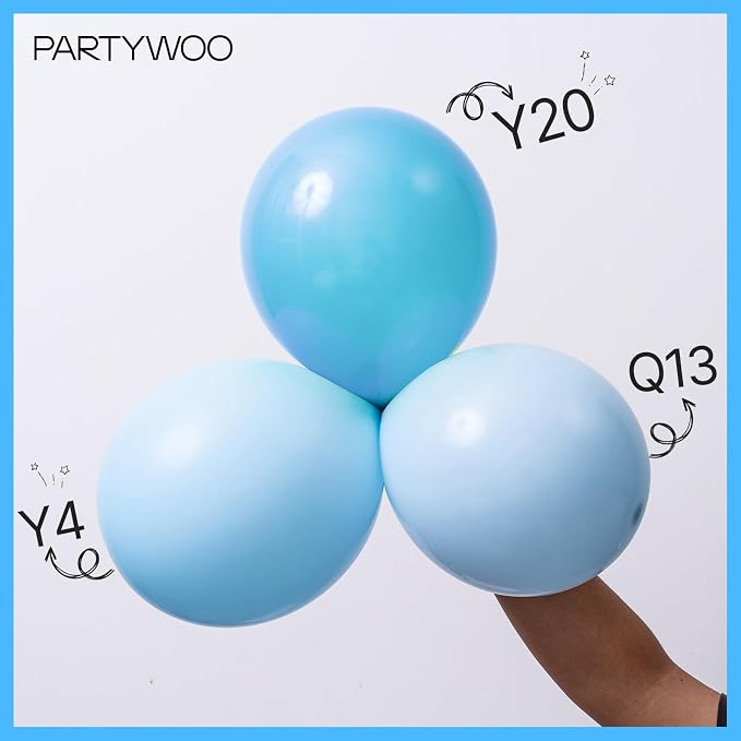 PartyWoo Baby Blue Balloons 101pcs Light Pastel Sky Aqua Blue Color | Balloons - Image 4
