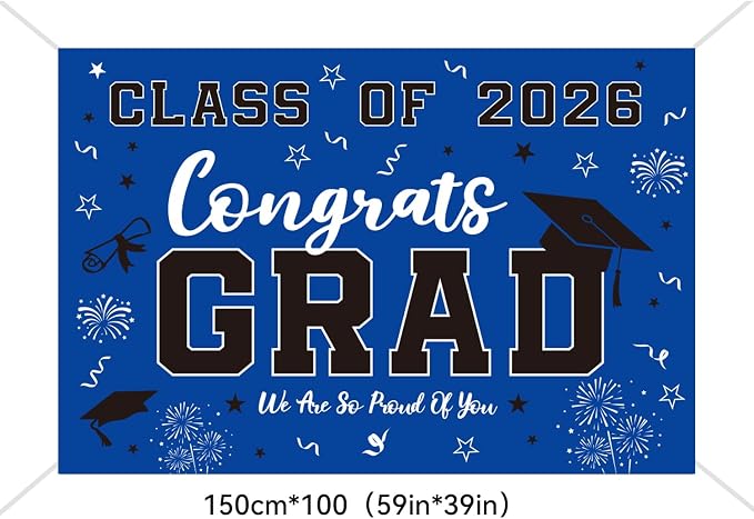 Graduation Decorations 2026 Blue Set, Congrats Grad Decor Set - Image 5