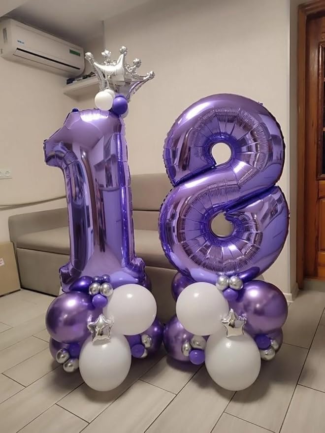 18 Balloon Number 40 Inch Purple Balloons - Image 2