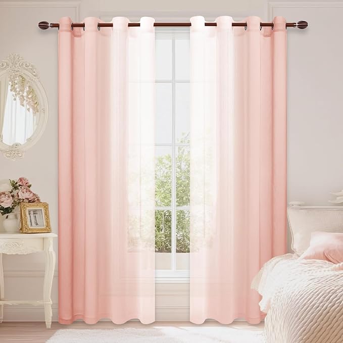 DWCN Ombre Faux Linen Sheer Curtains by DWCN