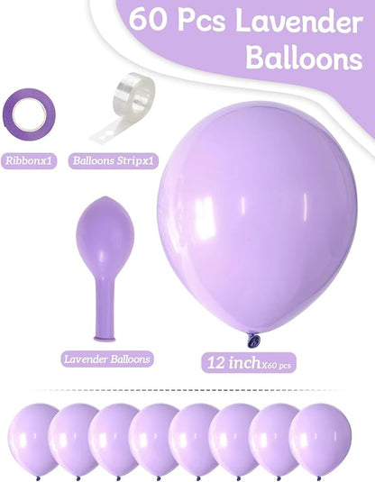 Lavender Balloons 12 Inch 60 Pcs Light Purple Pastel Purple Latex Balloons - Image 2