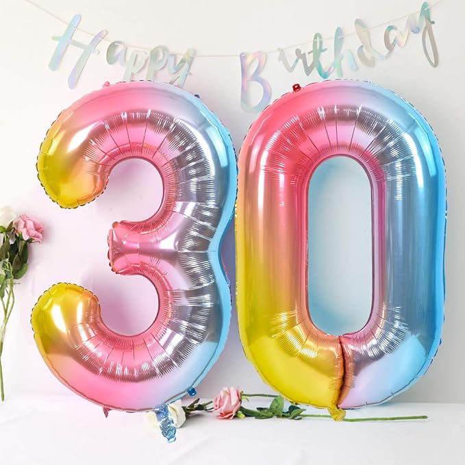 TONIFUL 40 Inch Rainbow Large Numbers Balloons 0-9, Number 3 Digital 3 Helium - Image 3