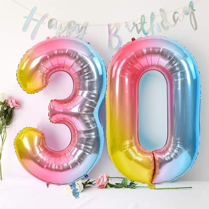 TONIFUL 40 Inch Rainbow Large Numbers Balloons 0-9, Number 9 Digital 9 Helium - Image 3
