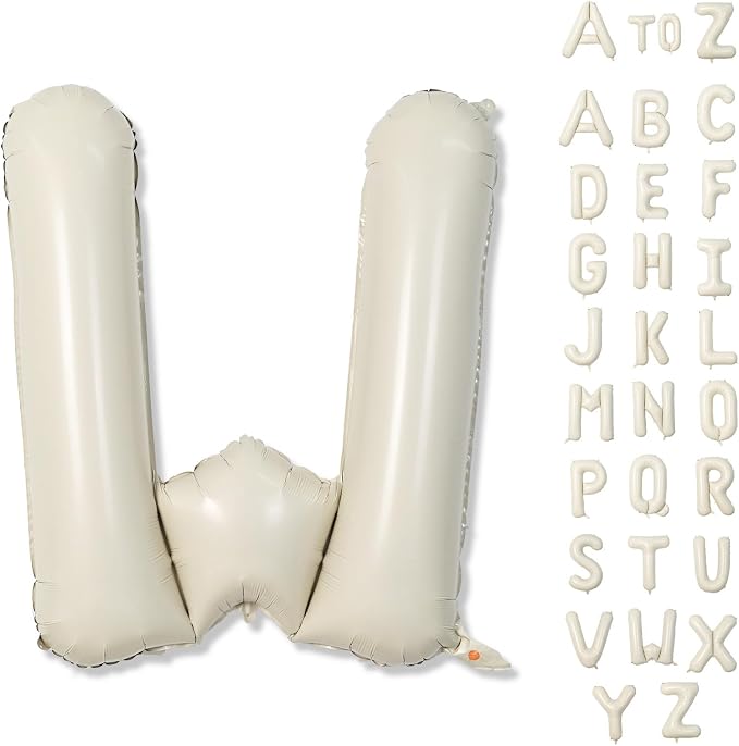 40 Inch Custom Letter Balloons, Giant Alphabet W Foil Name Ballon Cream White by Lingqiang