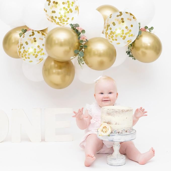 Patimate White and Gold Balloons Set - Image 6