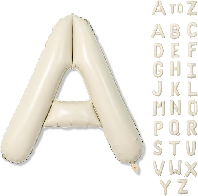 Cream A Letter Balloons, 40 Inch Alphabet Foil Name Beige, Large Self Inflating by Lingqiang