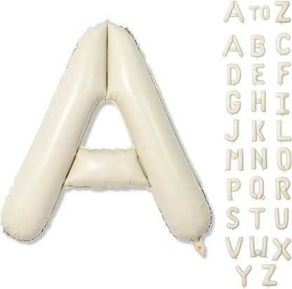 Cream A Letter Balloons, 40 Inch Alphabet Foil Name Beige, Large Self Inflating by Lingqiang