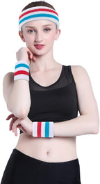 ONUPGO Sweatband Headbands for Men & Women -12PCS Sports Headbands Moisture Wicking Athletic Cotton Terry Cloth Headband for Tennis,Basketball,Football,Gym,Working Out
