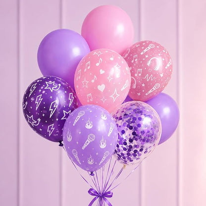 HILAVO Korean Pop Balloons, 12 Inch Metallic Pink Purple Pattern Balloons - Image 3