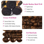 Highlight Bundles Human Hair Light Brown Body Wave Bundle Niegmeag Brazilian Virgin Remy Hair 3 Bundles 20 22 24 Inch Double Weft 2 Tone Black and Light Brown Bundle P1B30 Color