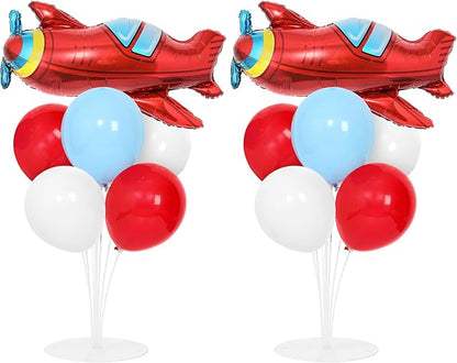 Airplane Birthday Party Balloons Stand Kit 2 Sets by Naozinebi
