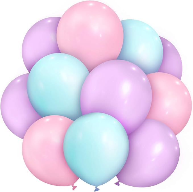 TecUnite 100 Pcs Pink Purple Blue Latex Balloons 13 Inch Colorful Round Balloons by TecUnite