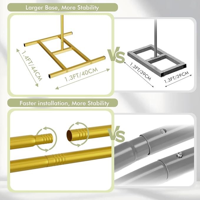 EMART Balloon Arch Stand with 2 Golden U-shaped Water Bag & 4 Reusable Ground - Image 5